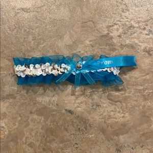 Blue sequined Prom 2015 garter